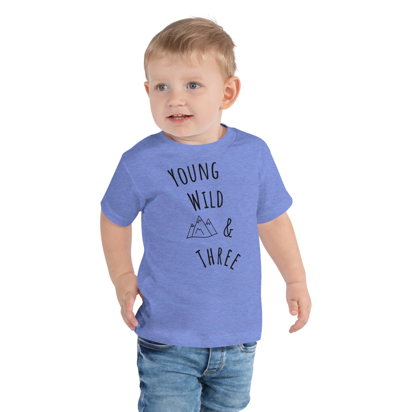Toddler Short Sleeve Tee - Young, wild and three W/B