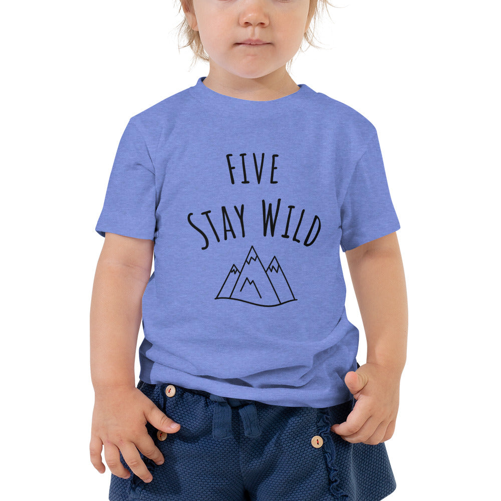 Toddler Short Sleeve Tee - Five stay wild-black