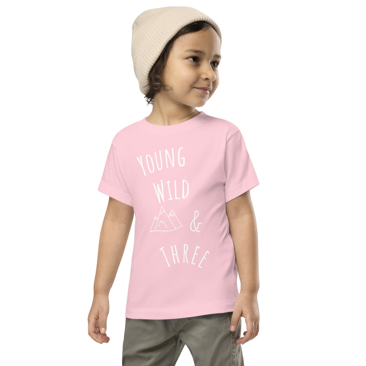 Toddler Short Sleeve Tee - Young, wild and three B/W