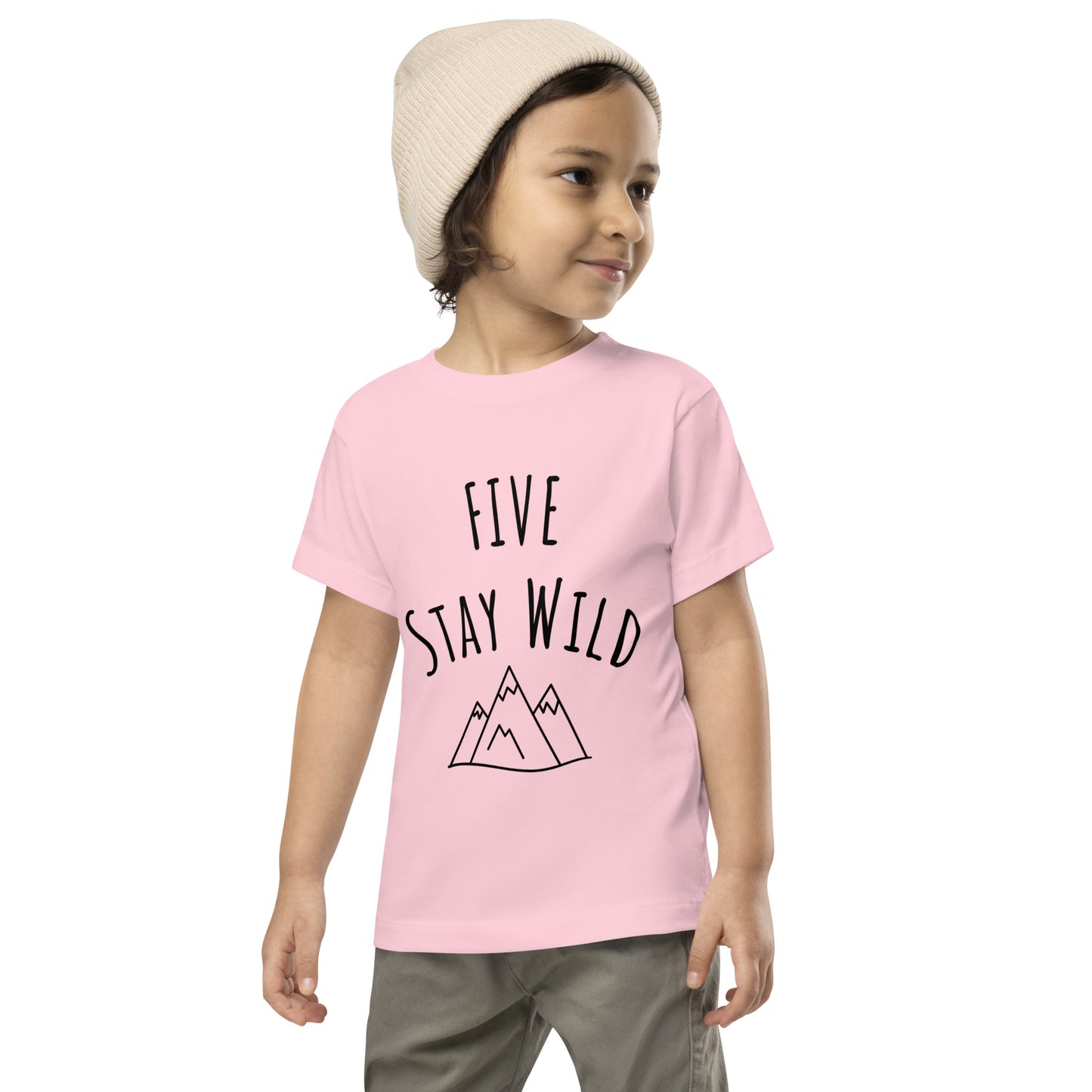 Toddler Short Sleeve Tee - Five stay wild-black